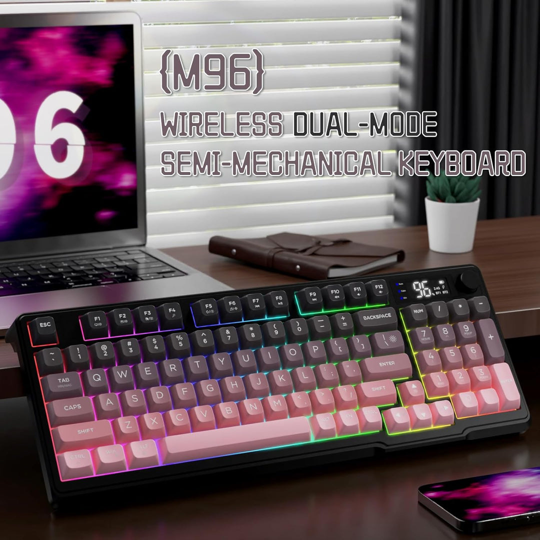 LexonElec Teclado Inalámbrico M96, Teclado de Juegos de Membrana de...