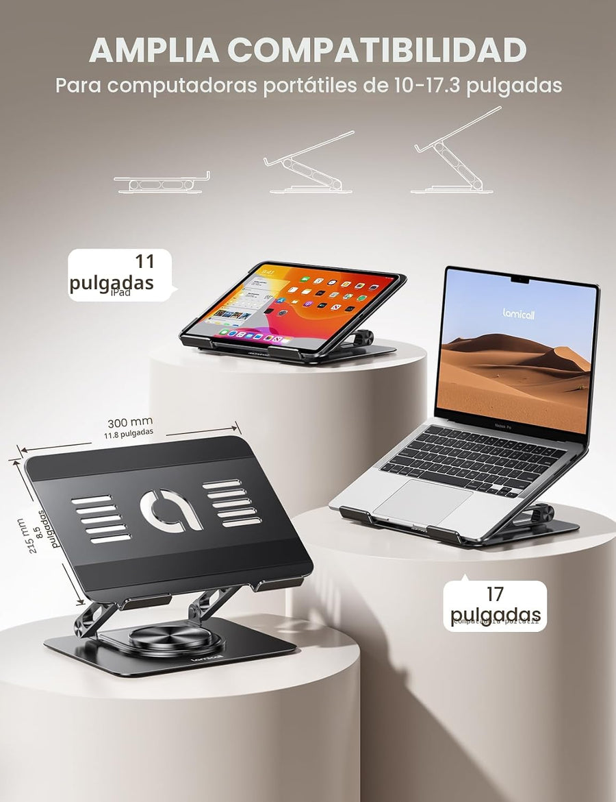 Lamicall - Soporte ajustable para laptop para escritorio - Base gir...