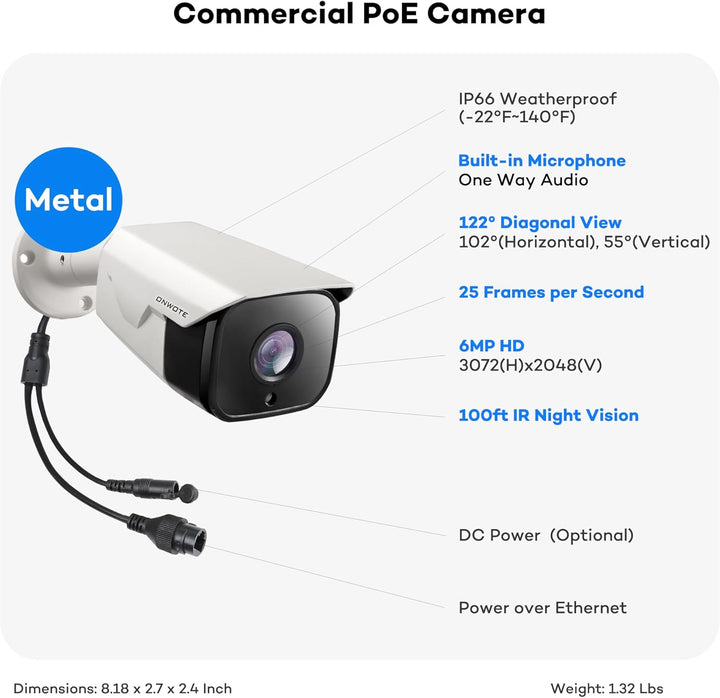 ONWOTE Sistema de cámara de seguridad PoE NVR de 16 canales 6K 12MP...