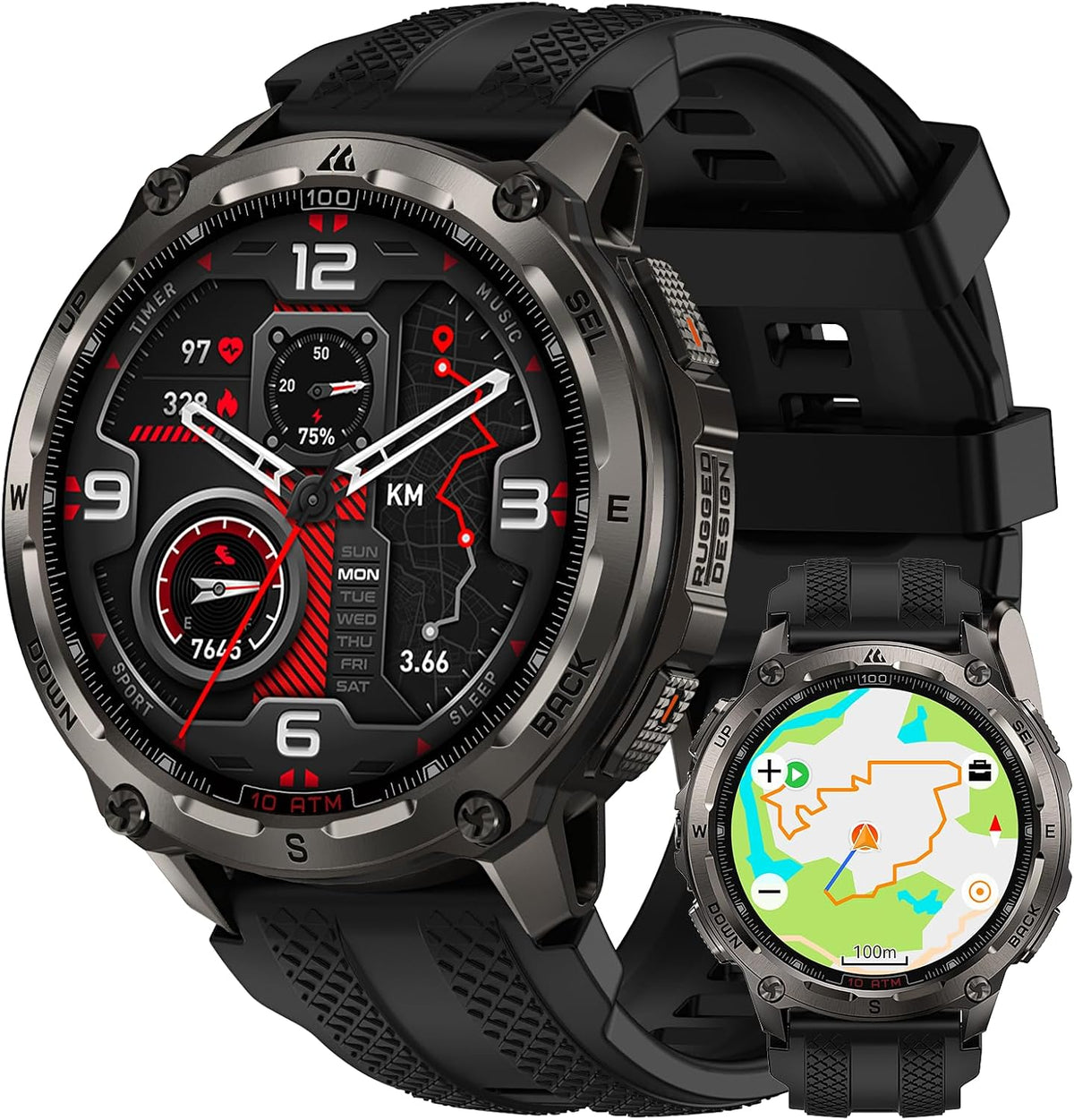 KOSPET Reloj inteligente Tank T4, GPS y mapas fuera de línea