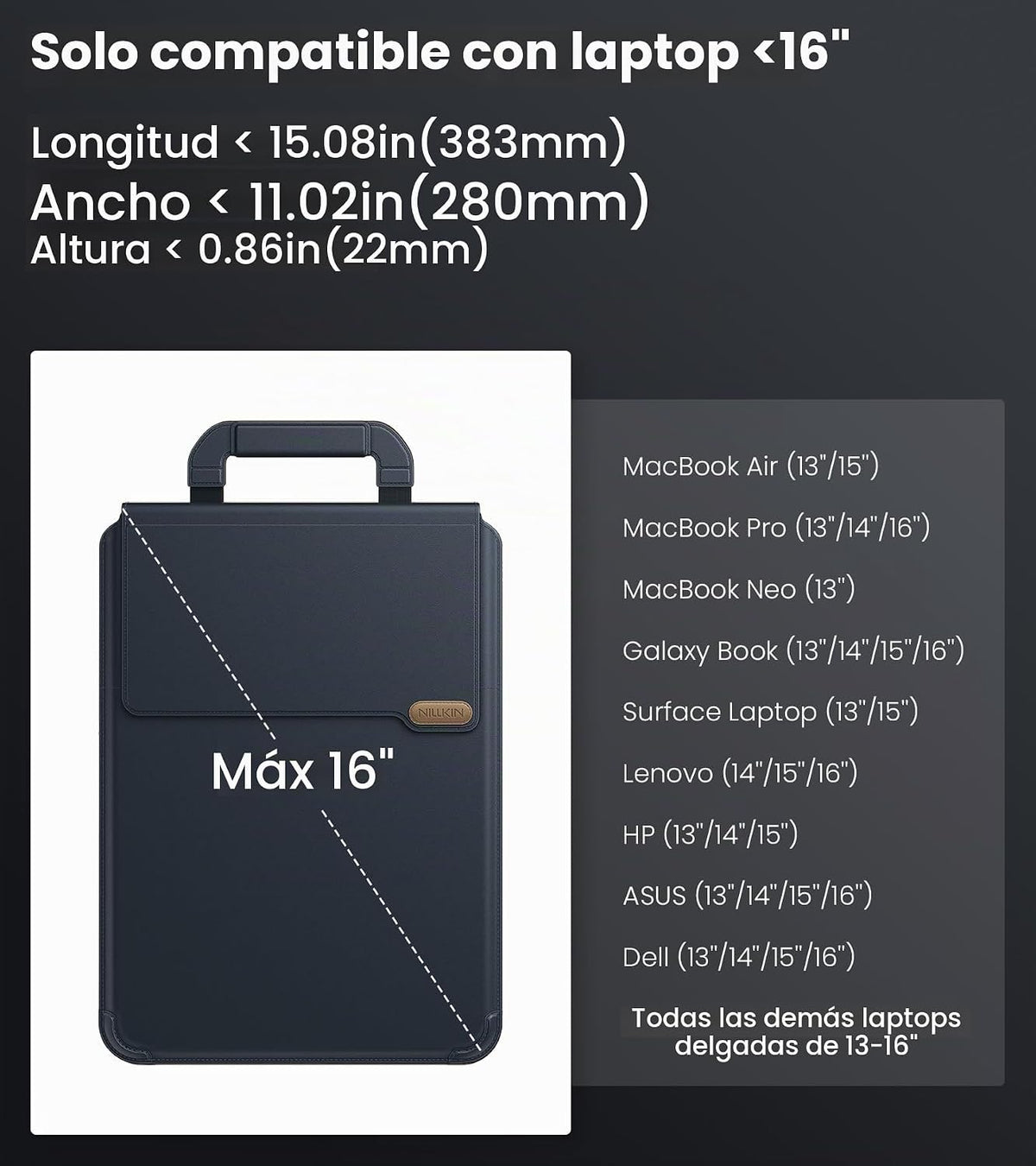 Nillkin Funda para laptop de 16 pulgadas con asa (4 en 1), 2 modos...