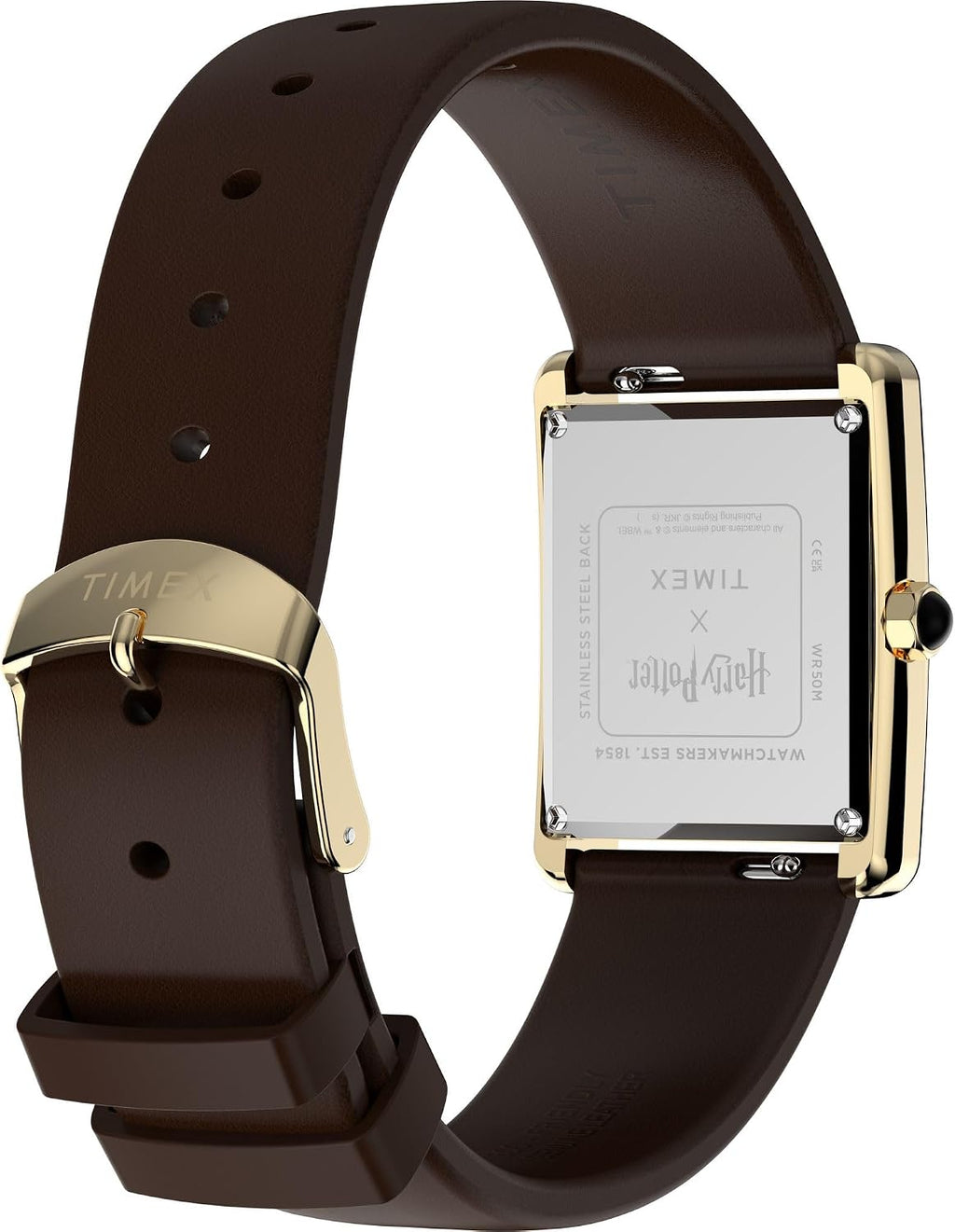 Timex Reloj para Mujer de Harry Potter x Hailey Hogwarts 24mm - Marrón Dos Piezas de Liberación Rápida Correa Champagne Dial Caja en Tono Oro