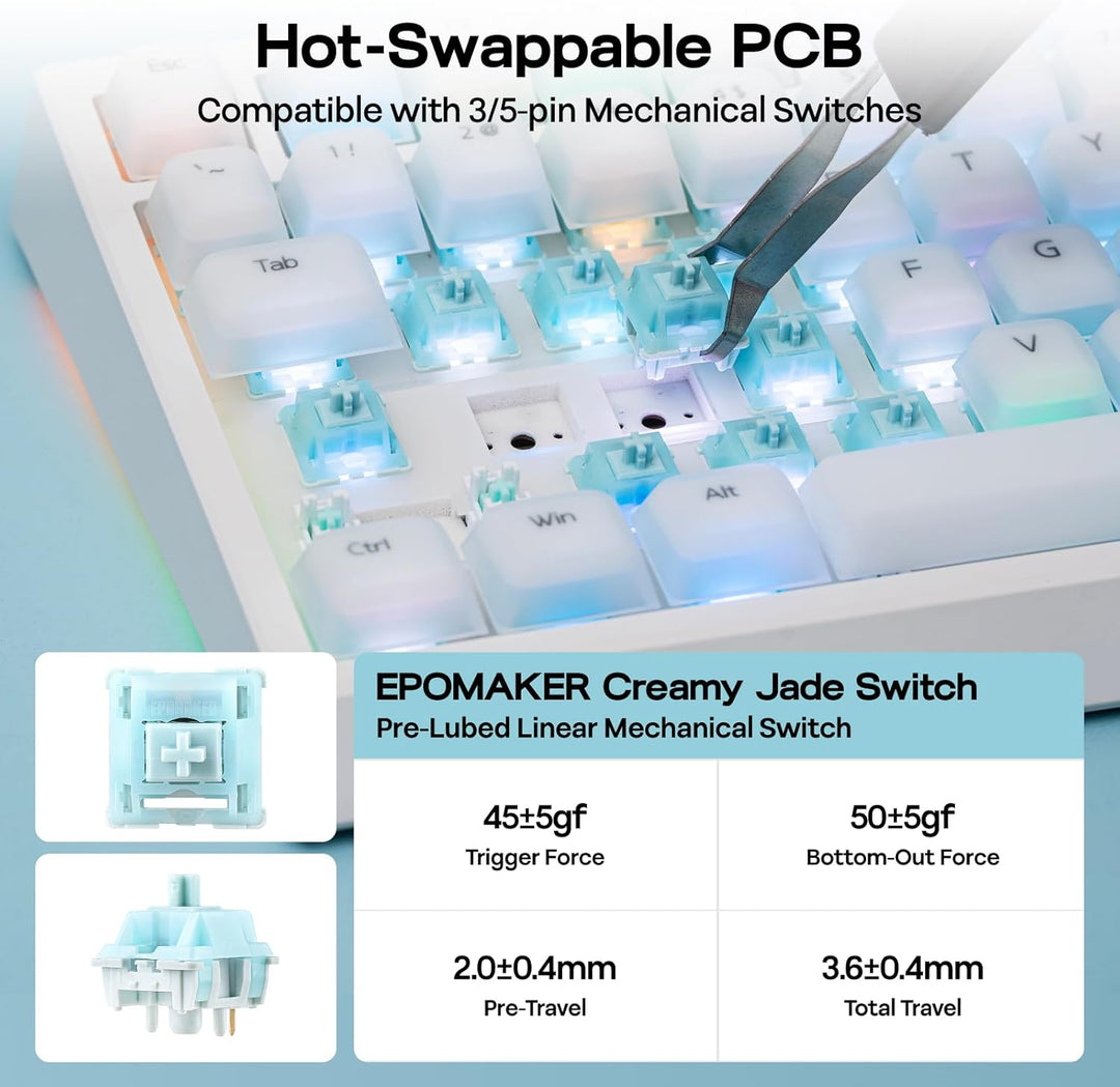 EPOMAKER G84 PRO Teclado inalámbrico para juegos con pantalla y per...