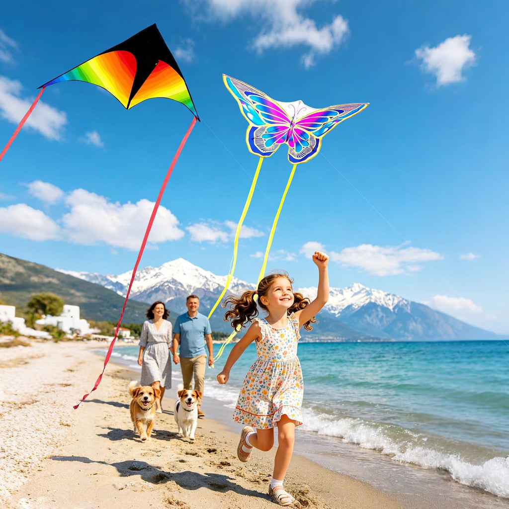 Xida - Cometa de pulpo para niños de 4 a 8 años, cometas profesionales para principiantes y adultos, cometas de playa fáciles de volar para niños y niñas, cola larga y colorida con línea de 200 pies