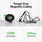 Statik MagStack Slim Pro Cable magnético de carga plano USB-C a USB-C, 100W