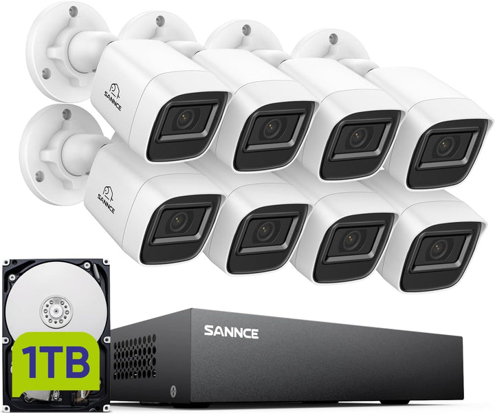 SANNCE Sistema de cámara de seguridad con cable 1080P, CCTV 8 canal...
