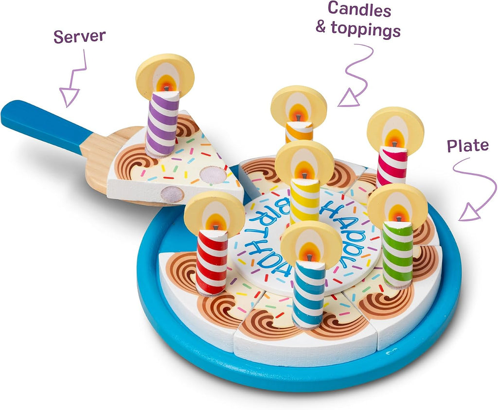 Melissa & Doug, pastel de fiesta de cumpleaños, juego con alimentos, 13.0 x 9.05 x 1.6