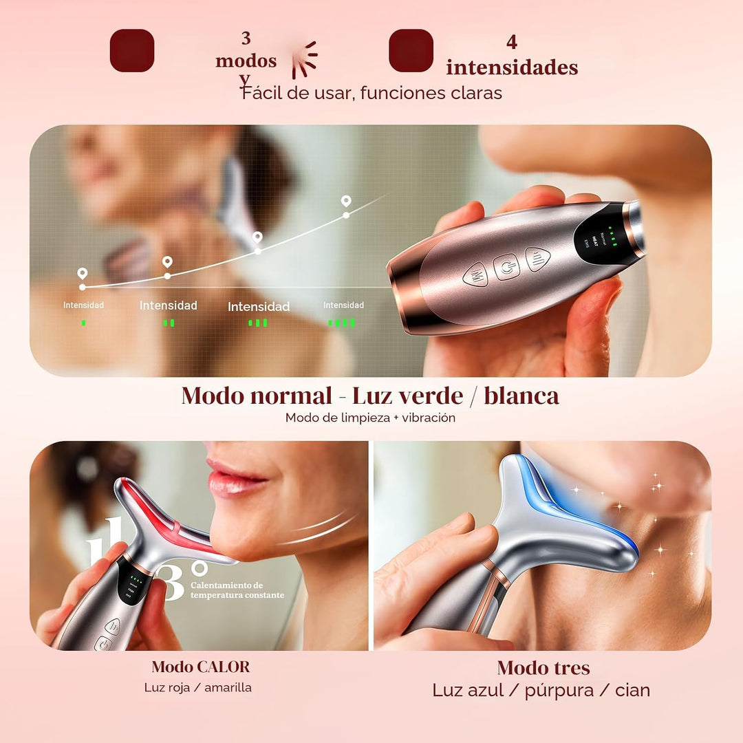 Pedete Masajeador Facial, Terapia de Luz Roja de 7 Colores para Ros...