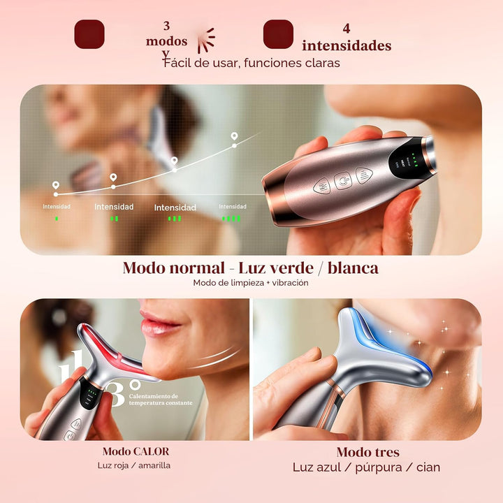 Pedete Masajeador Facial, Terapia de Luz Roja de 7 Colores para Ros...