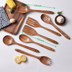 Utensilios de madera de 13 pulgadas de largo para cocinar, cucharas de madera de mango largo para cocinar, juego de 7 PIEZAS de cucharas de madera para manualidades, juego de utensilios de