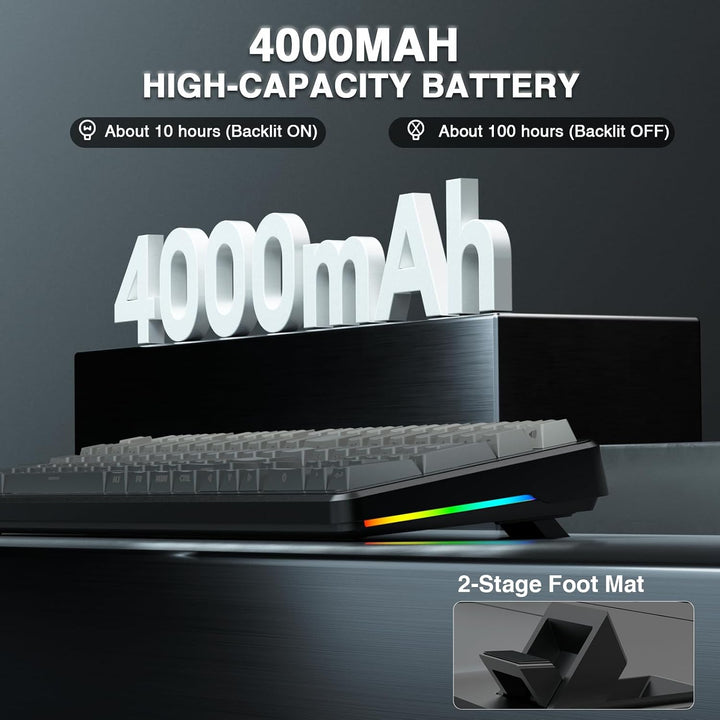 AULA Teclado mecánico inalámbrico F108, teclado para juegos de tama...