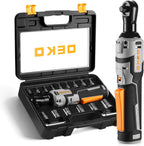 DEKOPRO Juego de llaves de trinquete eléctricas inalámbricas, 19 piezas, kit de herramientas de trinquete eléctrico, llaves de trinquete inalámbricas de 8 V 3/8 pulgadas, velocidad variable con 14