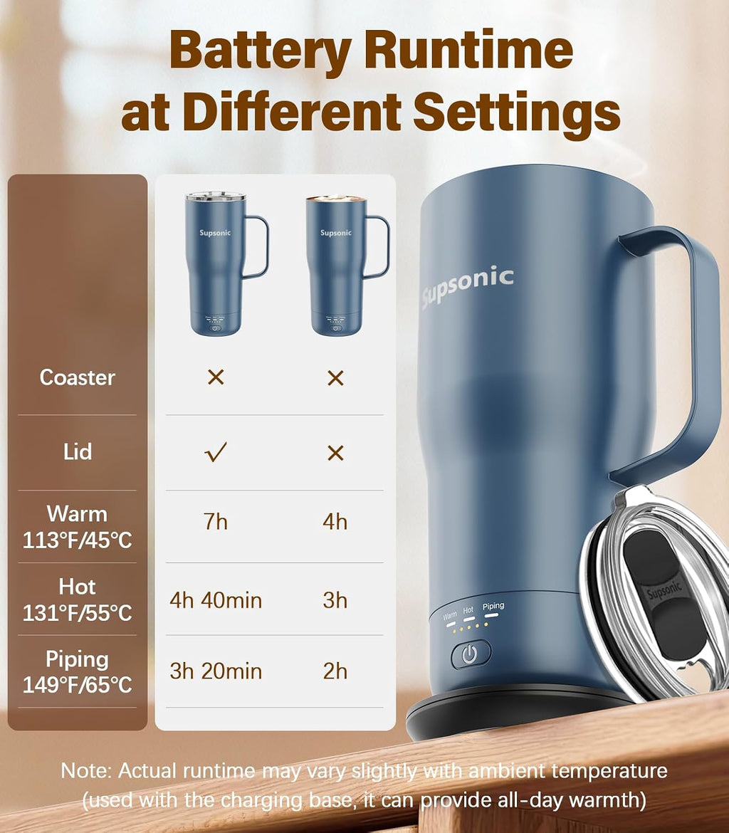 Supsonic Taza de café calentada, taza eléctrica de control de temperatura