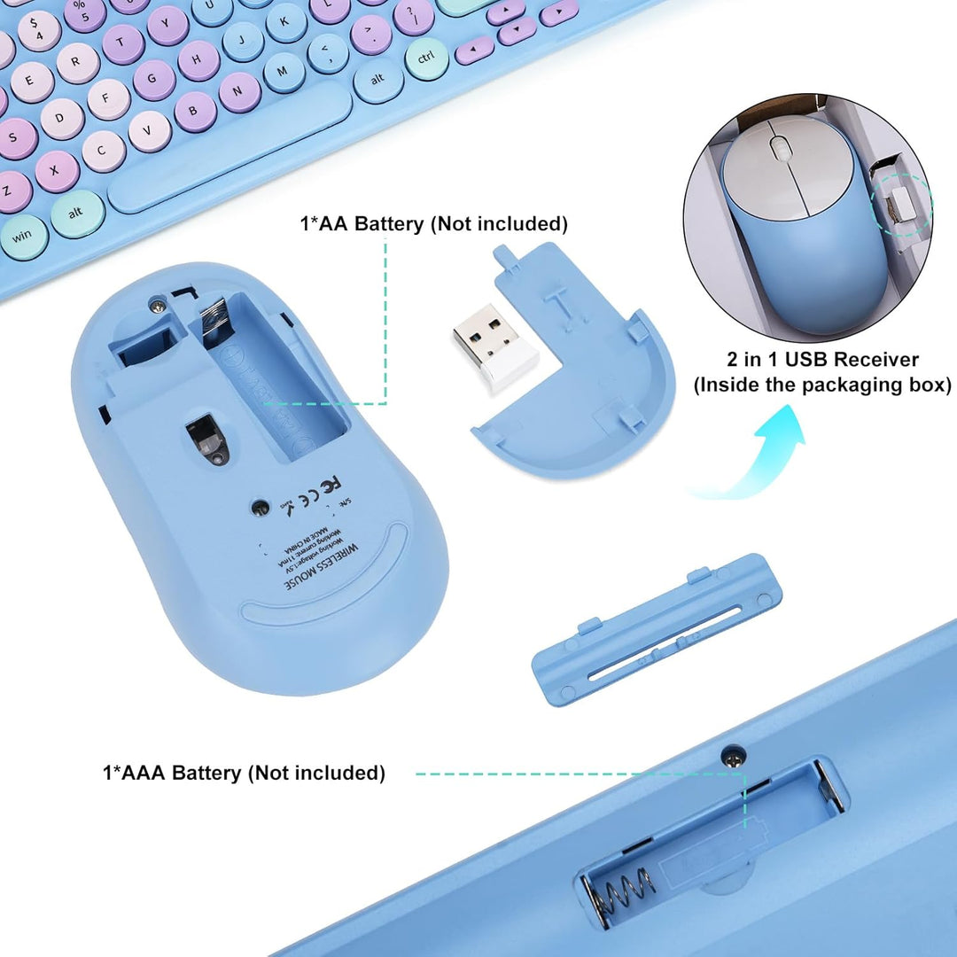Combo de teclado y mouse inalámbricos, teclado retro de máquina de...