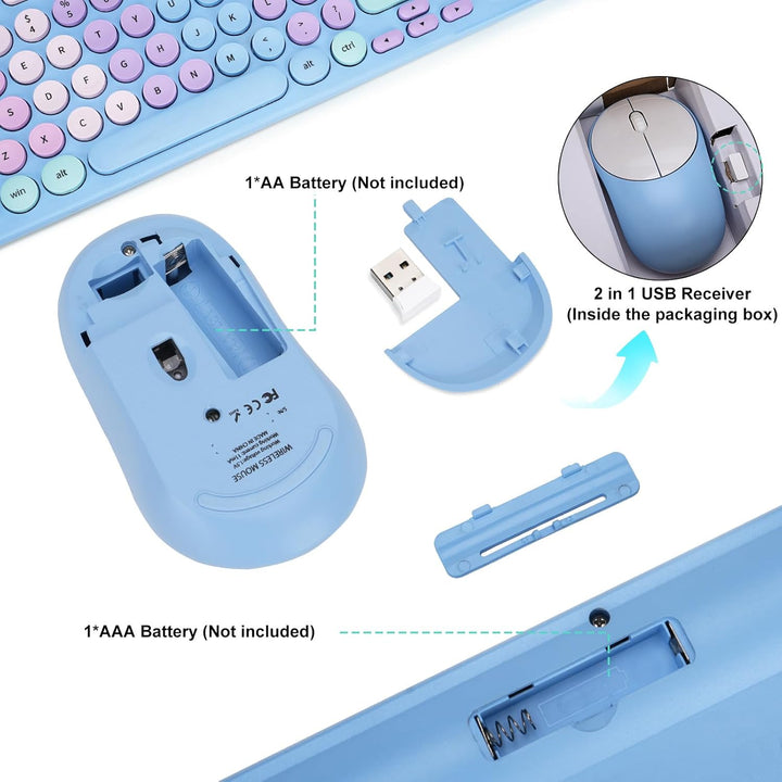 Combo de teclado y mouse inalámbricos, teclado retro de máquina de...