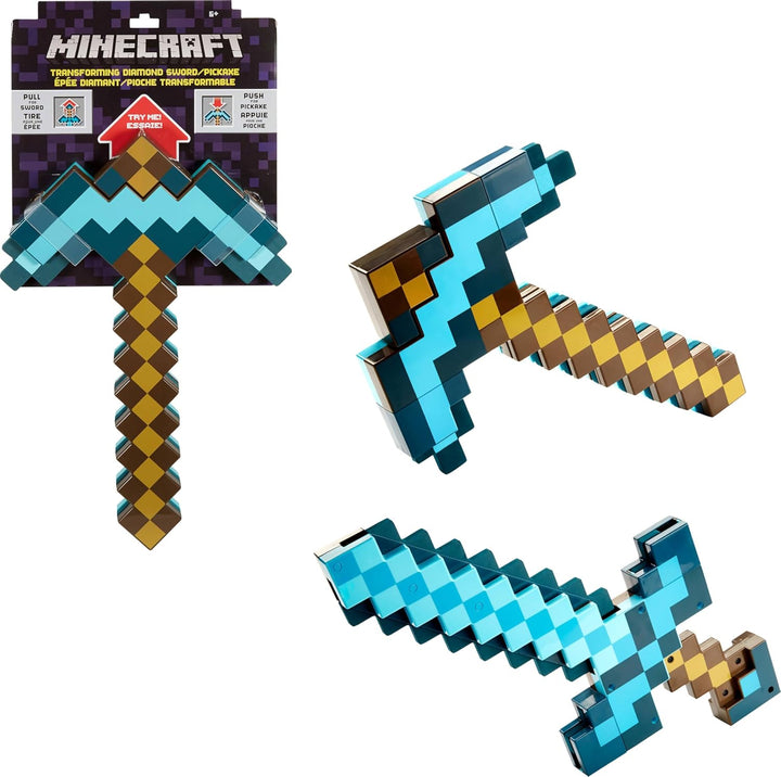 Mattel Minecraft Espada de Diamante Transformable y Pico Tamaño Inf...
