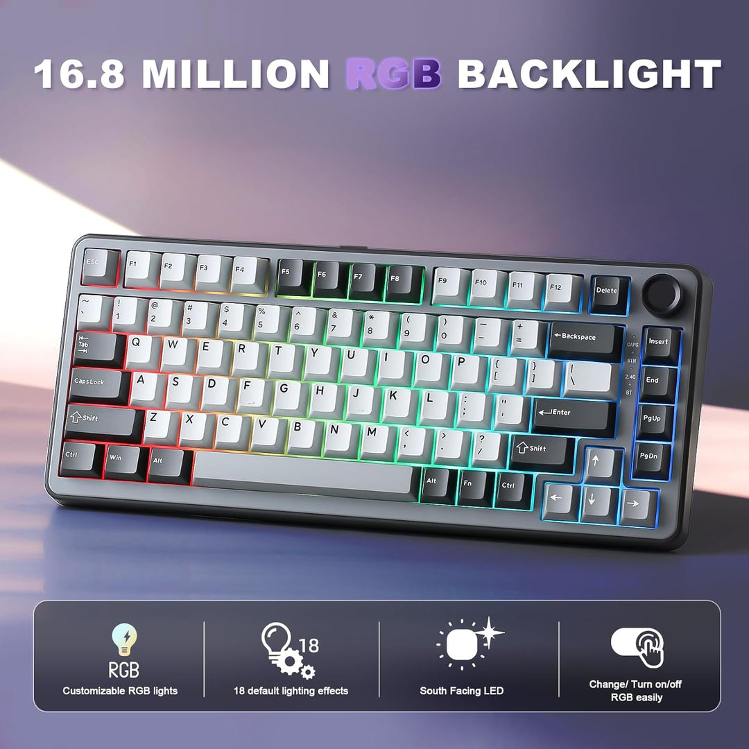 YUNZII B75 PRO Wireless Mechanical Keyboard,75% Layout with Knob,Ho...