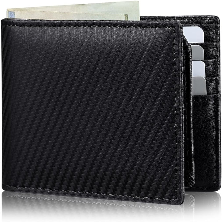 Plinvo Billetera plegable de piel auténtica para hombre, bloqueo RF...