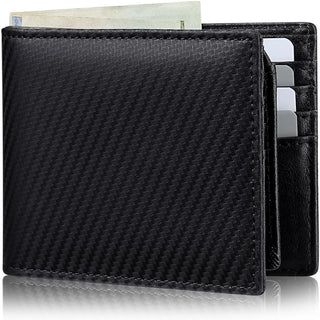 Plinvo Billetera plegable de piel auténtica para hombre, bloqueo RF...