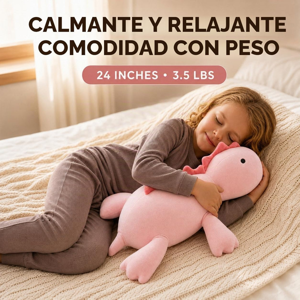 Almohada de felpa de dinosaurio con peso de 24 pulgadas, 3.5 libras, animal de peluche con peso de dinosaurio rosa, peluches para cumpleaños de niños