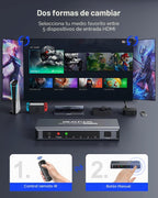 GANA HDMI interruptor 5 en 1 Salida 4K @60Hz Conmutador HDMI con control remoto