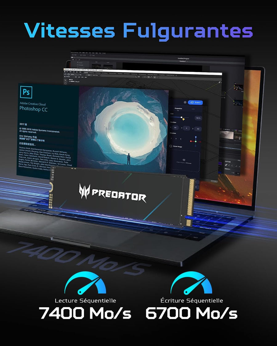 Predator M.2 SSD 2TB GM7000 con caché DRAM NVMe 1.4 2280 PCIe Gen4×...