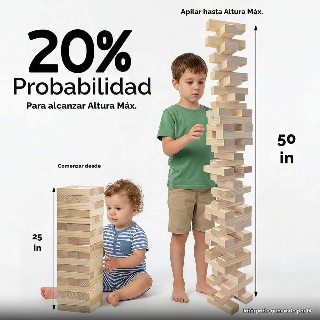 Juegos al Aire Libre Torre Grande de Caída 54 Bloques de Madera Apilables, 5 FT de Alto