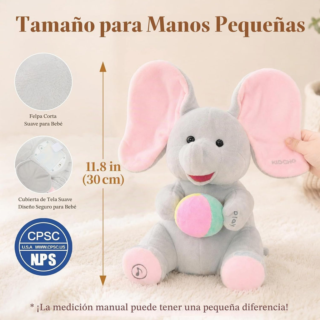 Peek a Boo Elefante de juguete, juguete musical interactivo para
