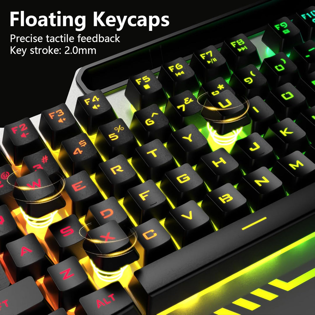 AULA Teclado, T102 Combo de teclado y mouse para juegos con 104 tec...