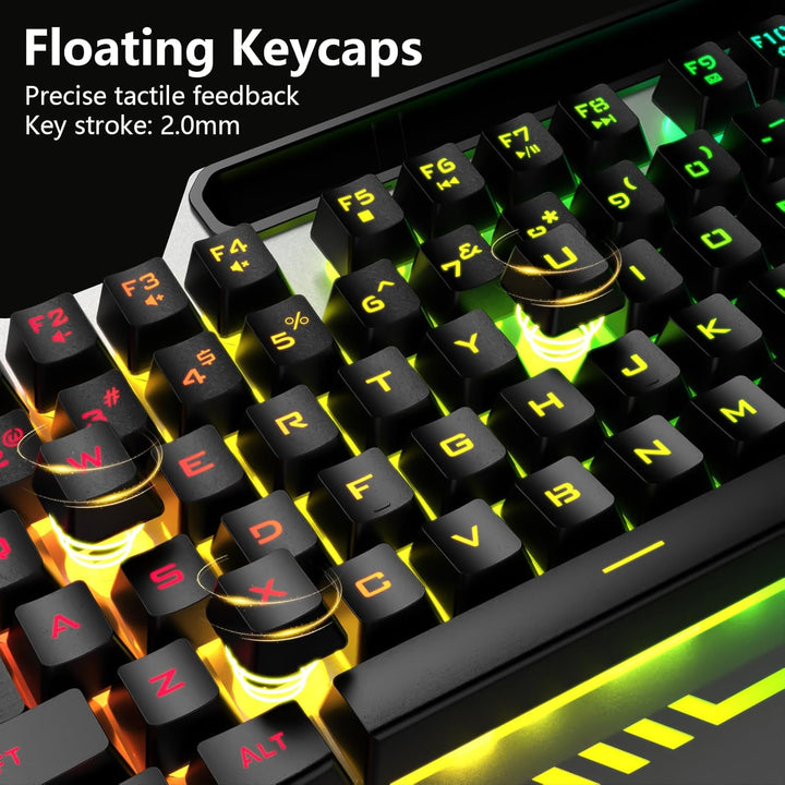 AULA Teclado, T102 Combo de teclado y mouse para juegos con 104 tec...