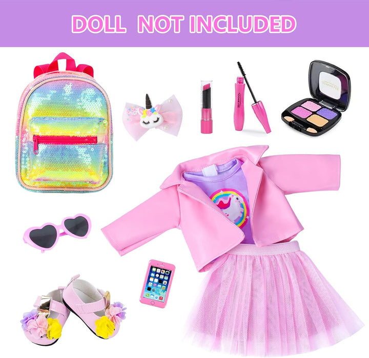 ZNTWEI American Doll - Accesorios de maquillaje y ropa de 18 pulgad...