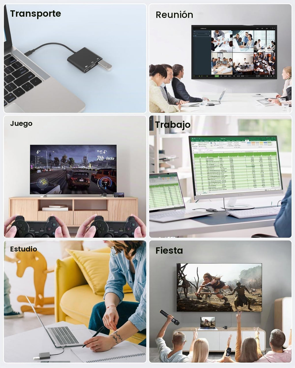 Adaptador USB-C a HDTV con salida HDTV 4K@60Hz, convertidor multi-AV para MacBook/Mac Pro Air iPad Pro y más dispositivos con puerto Type-C