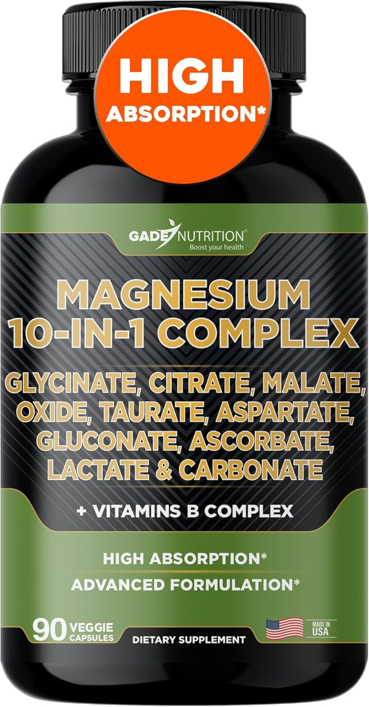 Complejo de magnesio de Gade Nutrition 10 en 1 - Glicinato, citrato...