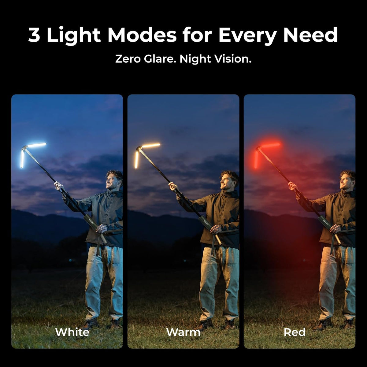 Lámpara BougeRV Luz telescópica para acampar T1, linterna recargable de 15600 mAh