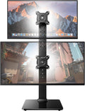 HUANUO Soporte de monitor doble para 13 a 34 pulgadas, carga máxima de 44 libras, soporte vertical para monitor, elevador de monitor independiente con giro, inclinación, rotación, 13 ajustes de altura, VESA máximo 100 x 100