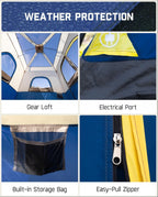 FanttikOutdoor Tienda de campaña para 4/6/8/10 personas, instalación instantánea en 60 segundos con lluvia y resistente al viento, portátil, con bolsa de transporte para camping familiar y senderismo, ventilación mejorada, azul marino