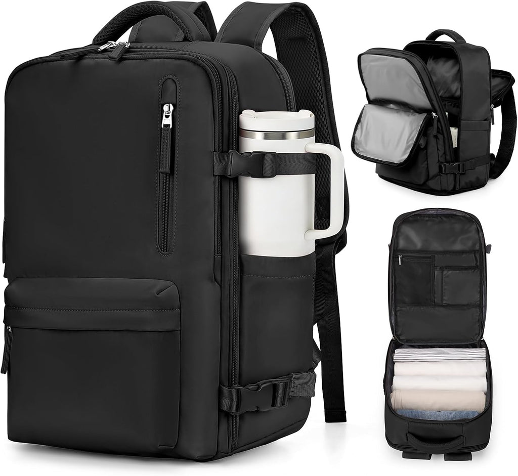 VGCUB - Mochila grande para viaje, trabajo, negocios, mochila para laptop aprobada como equipaje de mano para vuelos, unisex, Negro -, Grande, Large (4