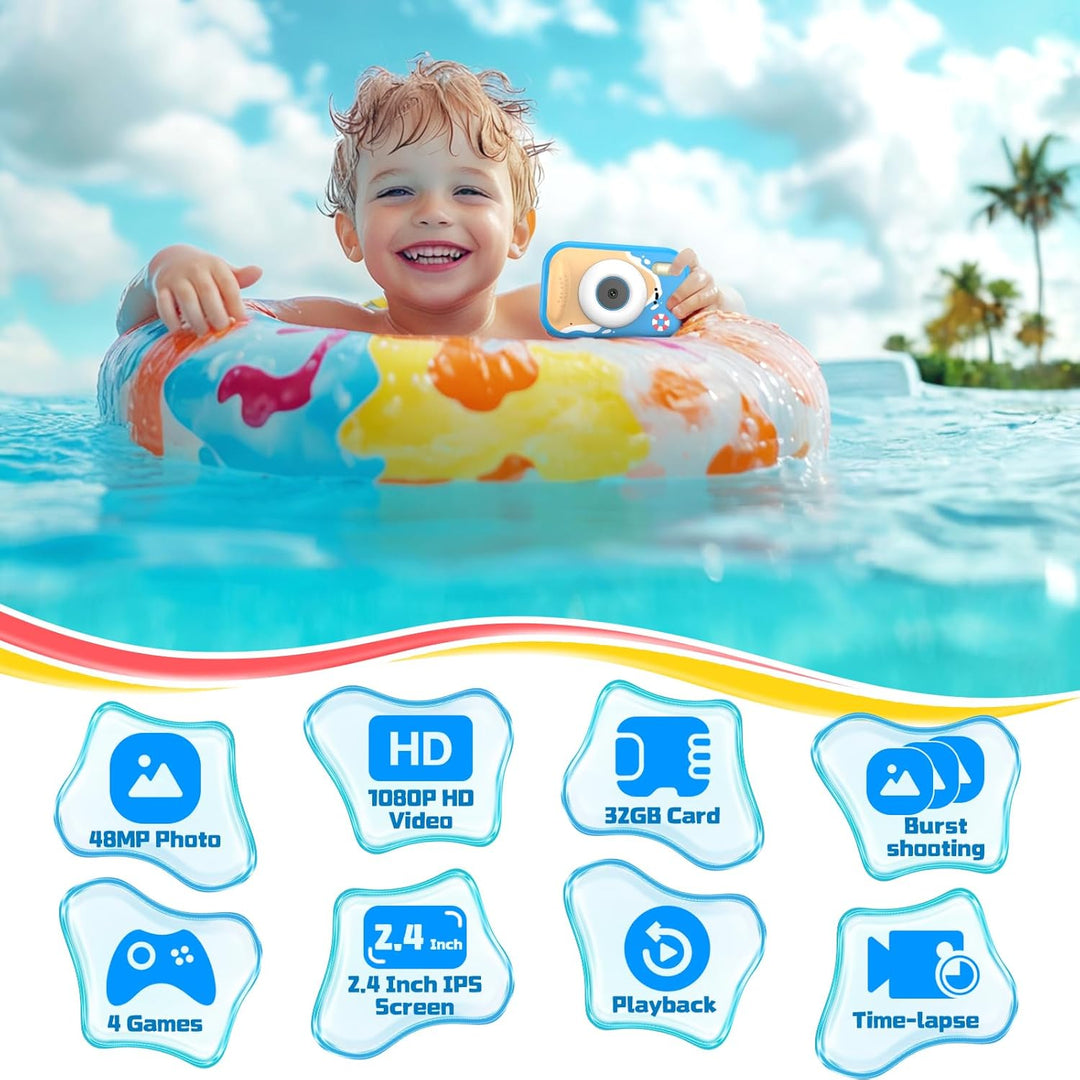 Cámara para niños impermeable, cámara submarina IP68 para niños de...