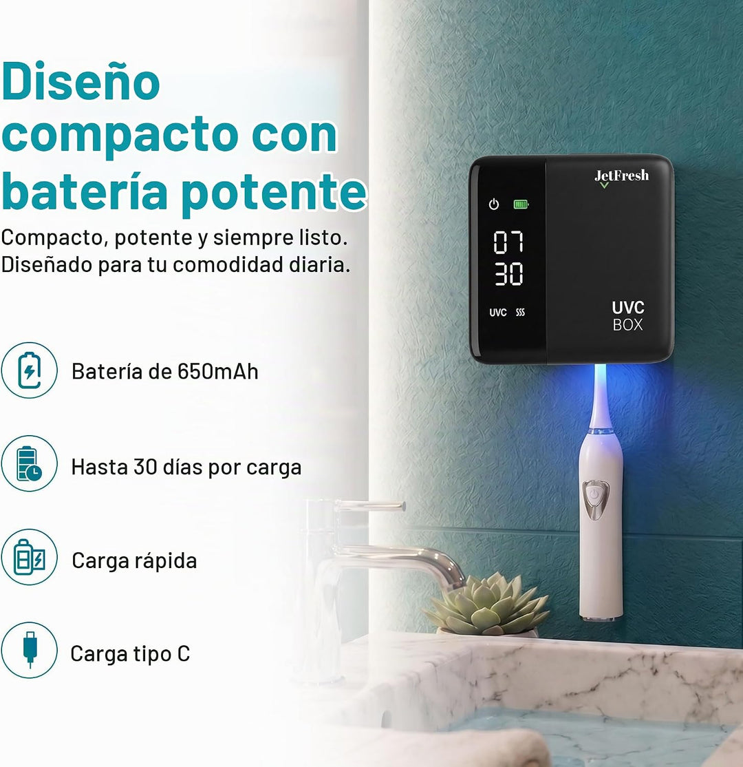 Soporte desinfectante para cepillos de dientes UV y limpiador con p...