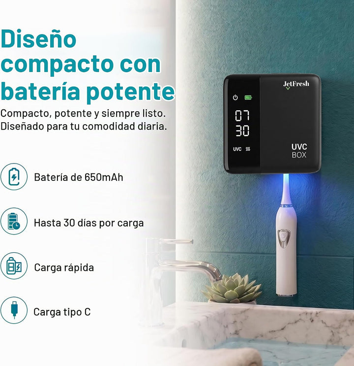 Soporte desinfectante para cepillos de dientes UV y limpiador con p...