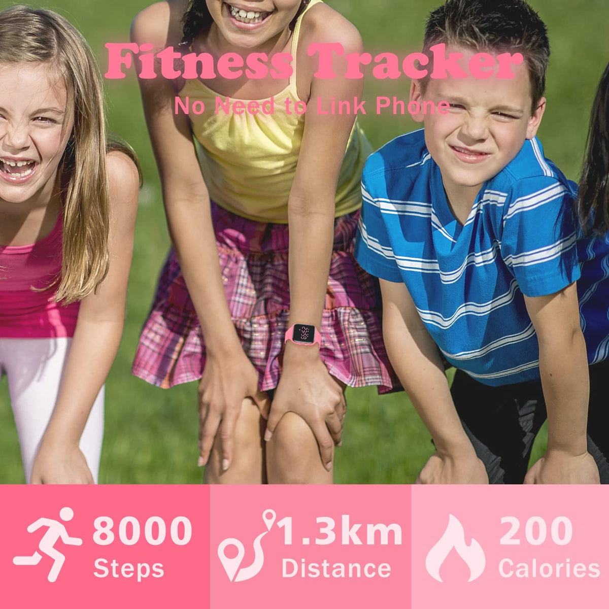 Relojes para niños y niñas, reloj deportivo digital con contador de pasos, podómetro, alarma de vibración, sin aplicación, impermeable, rastreador de fitness, reloj para niños, niñas, adolescentes