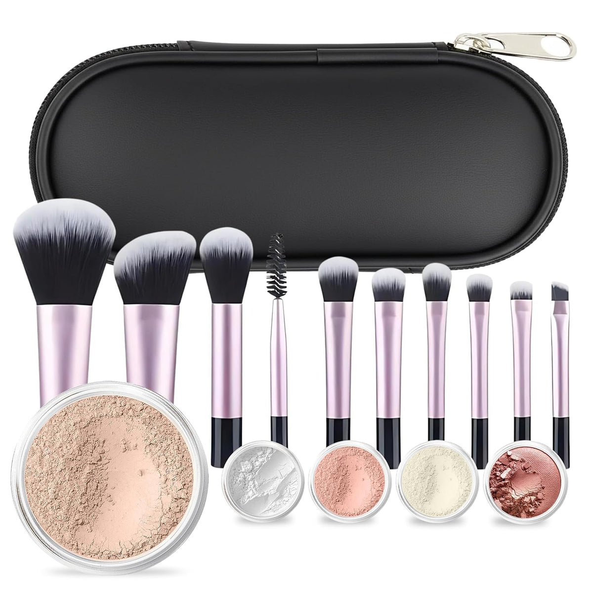 Kit básico con juego de 6 brochas y juego de bases de maquillaje mi...