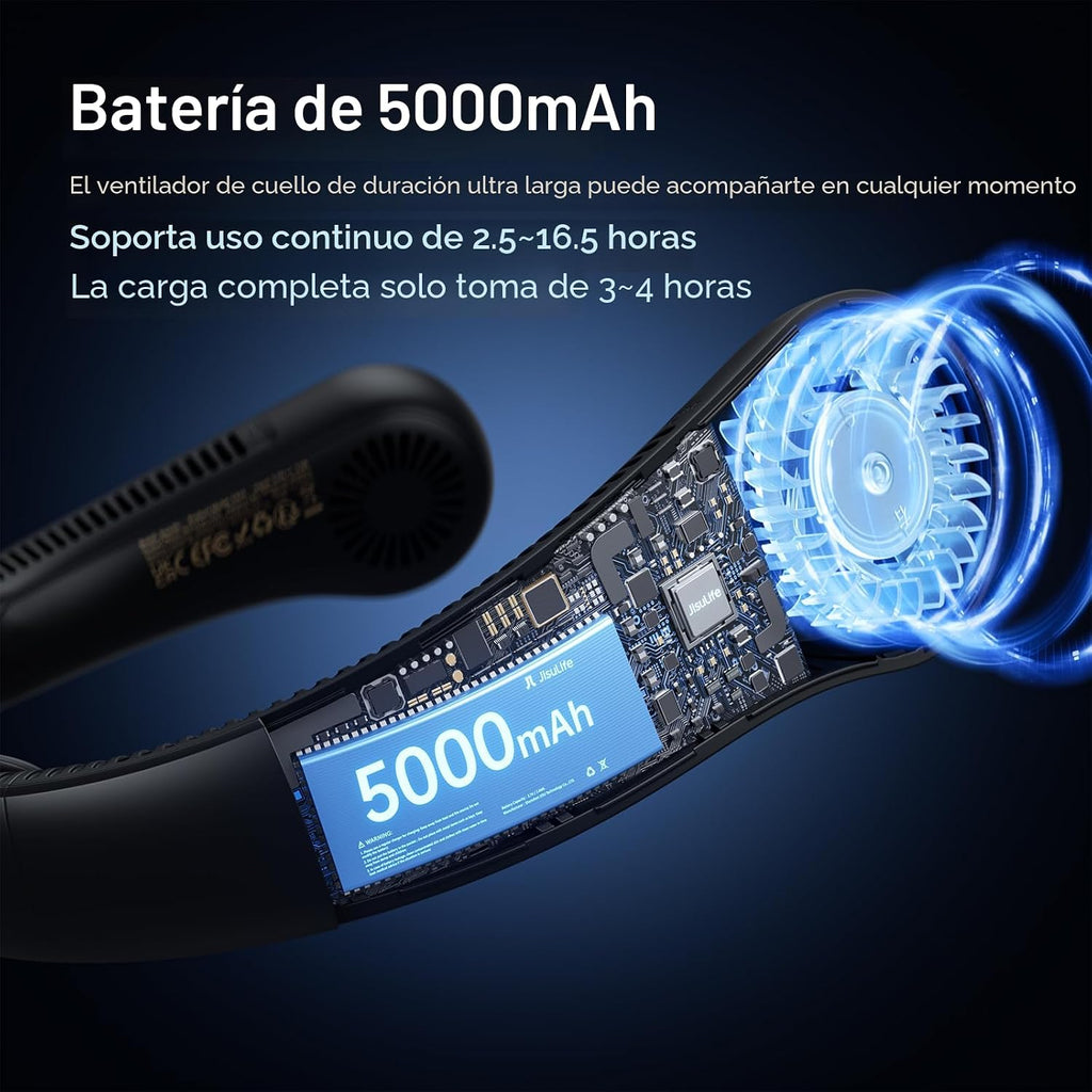 JISULIFE Ventilador de cuello portátil actualizado: collarín manos...