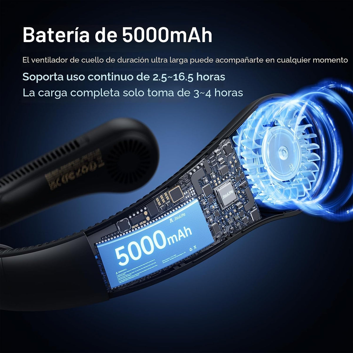 JISULIFE Ventilador de cuello portátil actualizado: collarín manos...