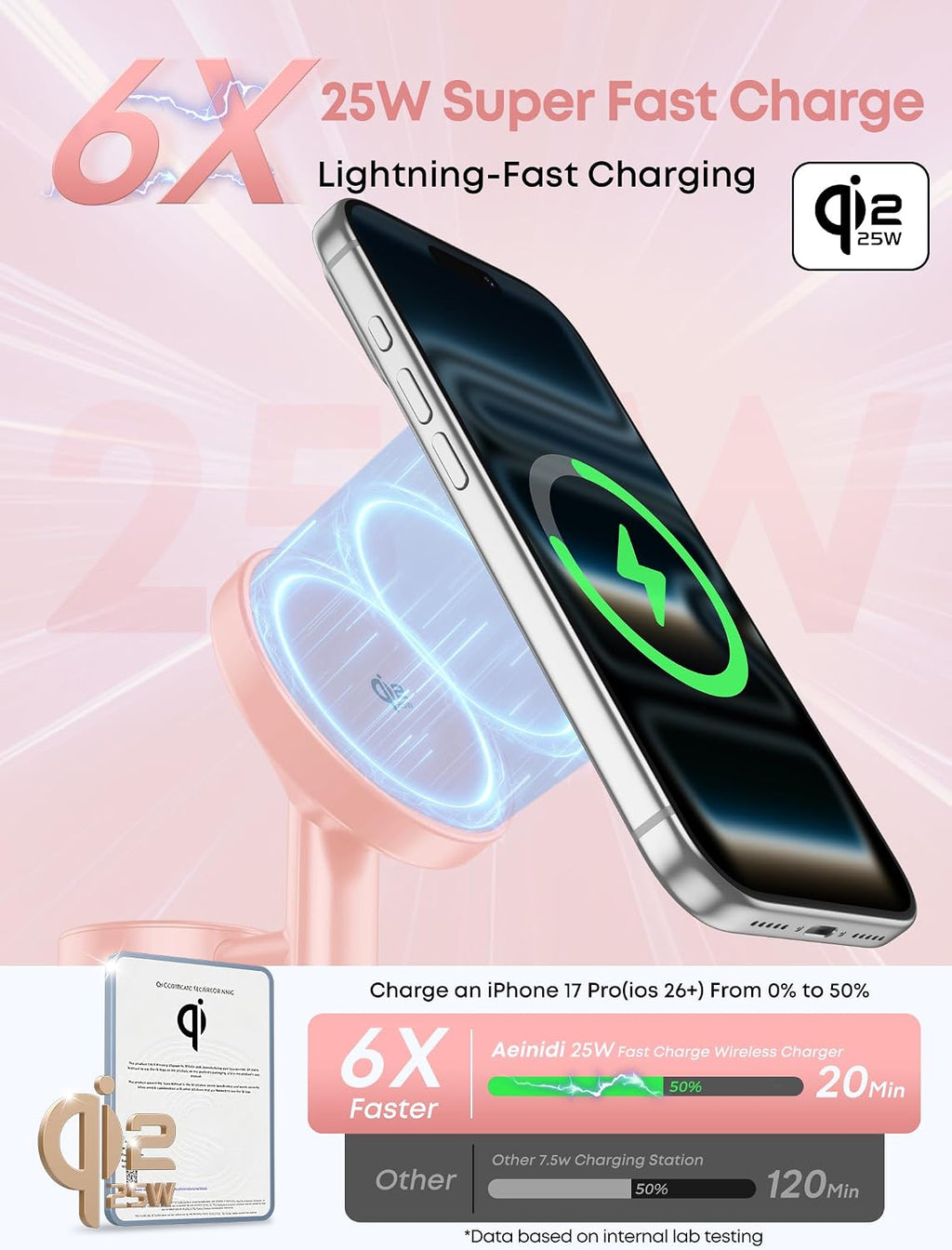Estación de carga rápida inalámbrica 3 en 1 de 25 W para cargador MagSafe de Apple
