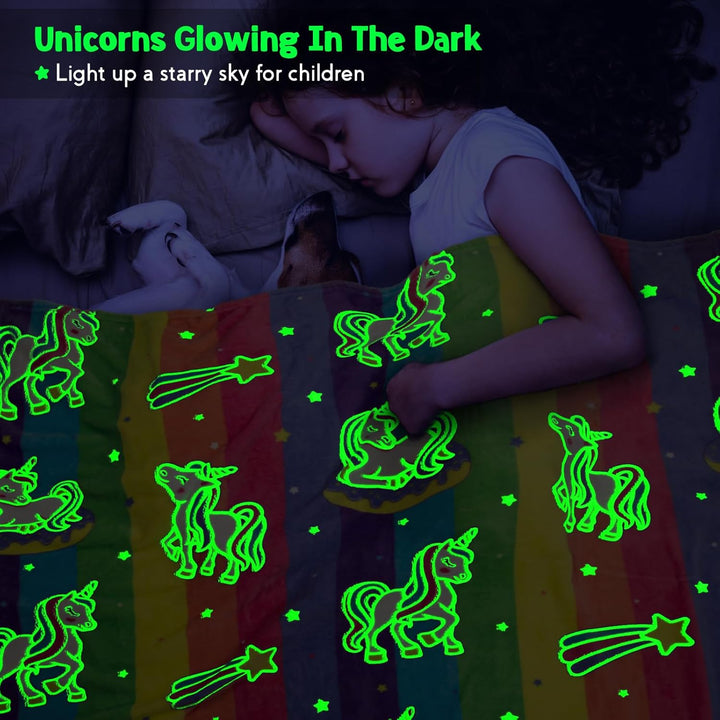 Regalos de unicornio, juguetes para niñas - Manta que brilla en la...