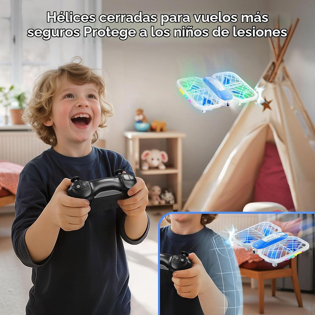 HOFMOC - Mini dron para niños, 5 modos de luz, protectores de hélice