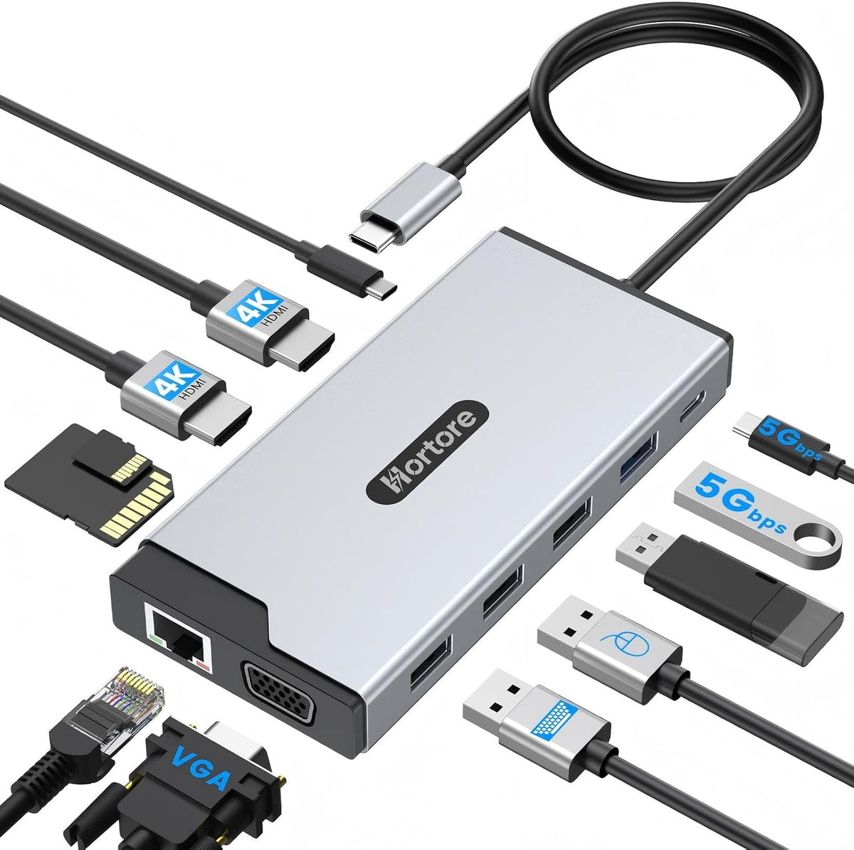 Docking Station USB C Hub Multiport adaptador Triple Display