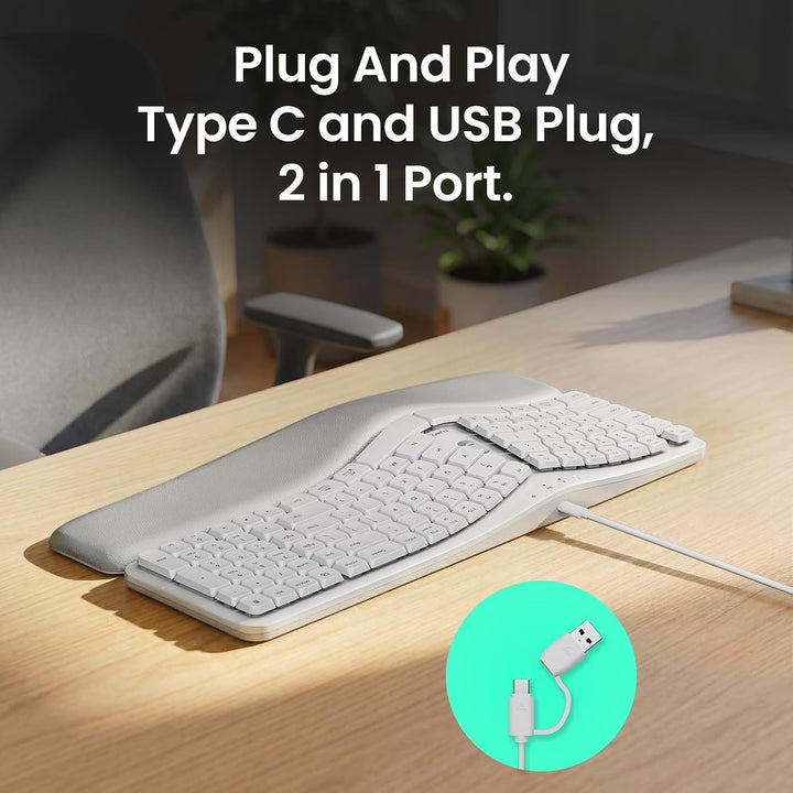 Nulea Teclado ergonómico dividido, teclado de escritura natural con...