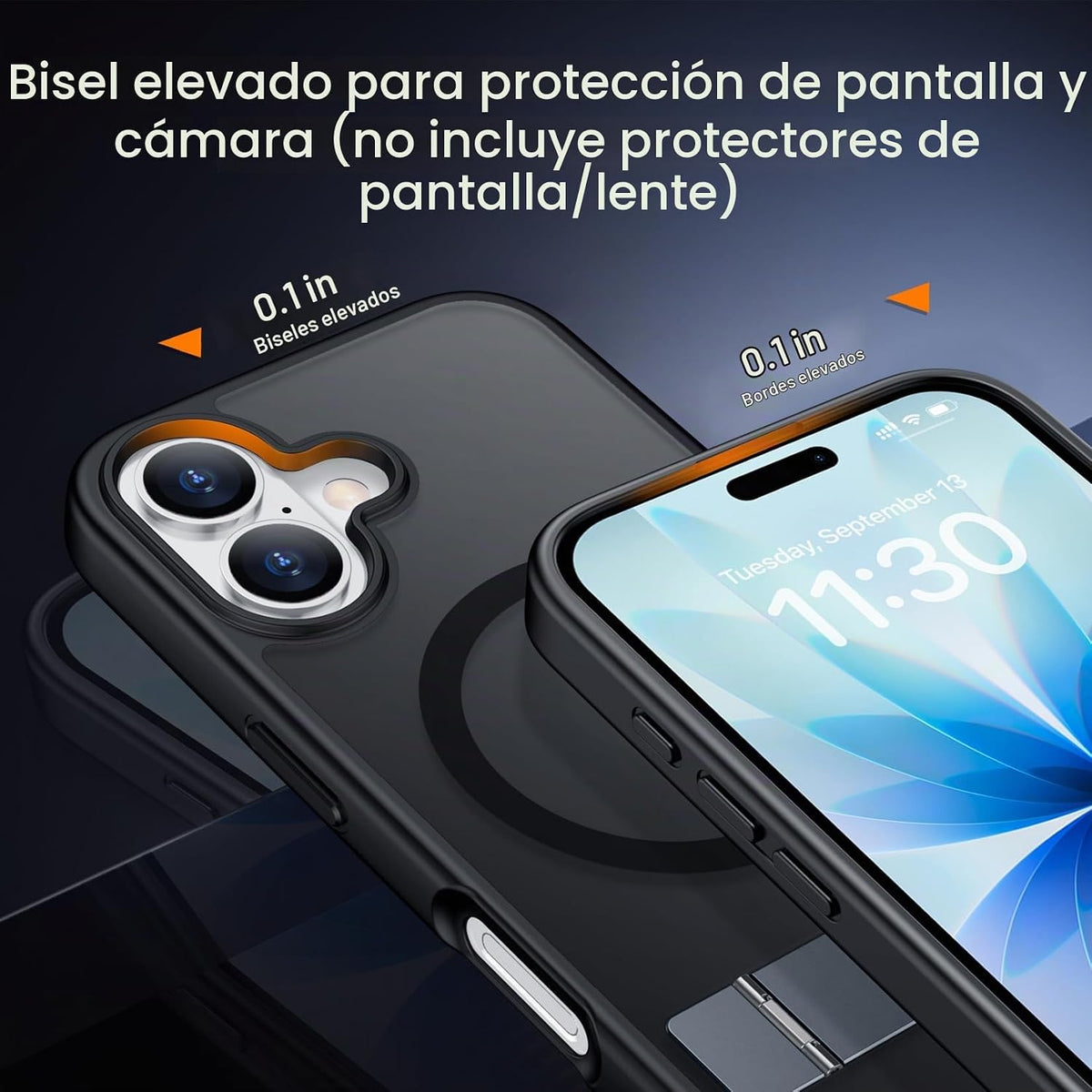 SPIDERCASE - Funda magnética para iPhone 16, soporte integrado, color negro
